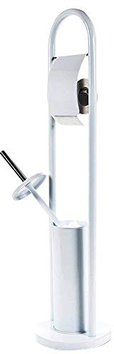 Alpina Metal Toilet Roll Holder with Brush 20 x 80 cm White