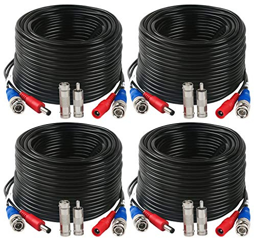 Tainston 4 Pack 150 Feet BNC Video Power Cable Wire Pre-Made All-in-One Video Security Camera Wire with Connectors for CCTV Camera DVR Surveillance System