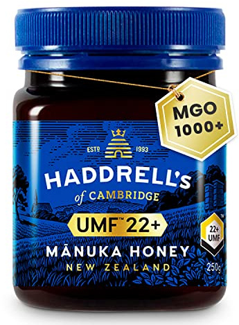 Haddrell's of Cambridge Miele di Manuka MGO 1000 circa UMF 22+, 250 g | Premium dalla Nuova Zelanda, certificato, grezzo e sostenibile, ricco di metilgliossale e proposto in formato compatto
