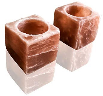 PORTA CANDELA Geometrico in Sale Rosa dell'Himalaya Wellness Home Relax 5cm 1pz