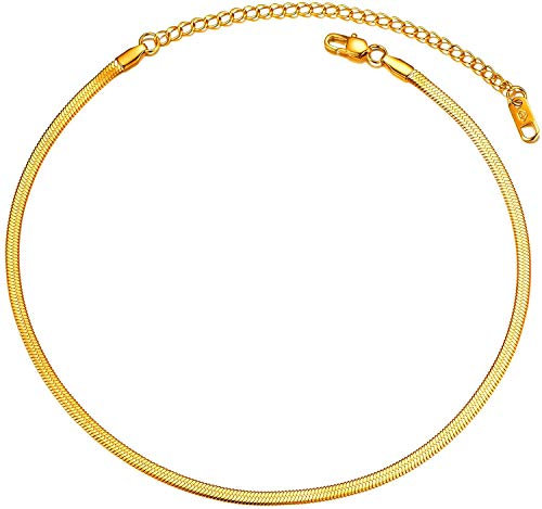 PROSTEEL Choker Collier für Damen Mädchen 18k vergoldet Schlangenkette Halskette 38+9cm/3mm breit kurze Kette Halsband Schmuck Accessoire für Jahrestag Geburtstag
