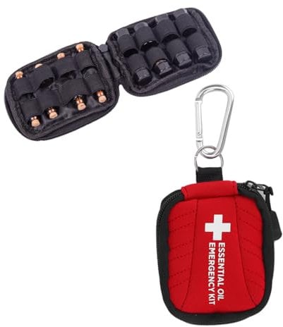 Tragbare Ätherische Öle Tasche, 16 Fächer Aufbewahrungstasche mit Haken, Leicht & Kompakt, Ideal für Reisen, Yoga und Zuhause (für 2-ml-Flaschen)
