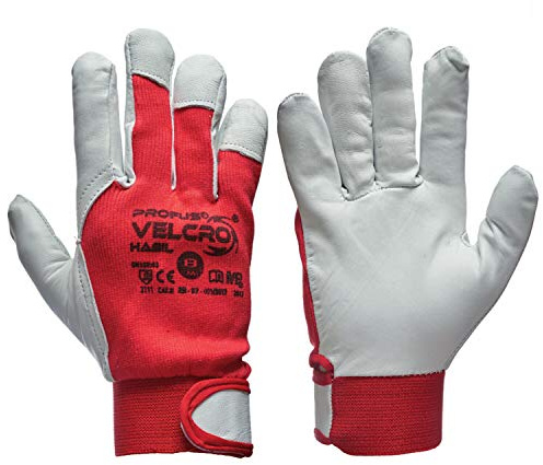 MAREL 12 Paar Leder-Arbeitshandschuhe Montagehandschuh Mechanikerhandschuhe(VELCRO-12) (8(M))