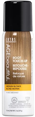 AGE beautiful Root Touch Up Hair Color Spray | Touch-Up Gray Concealer | Temporary Cover Up | Adds Volume & Covers Thinning Patches | Water, Sweat, Stain Resistant | Medium Blonde | 2 Fl Oz