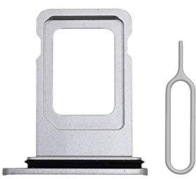 Cemobile SIM Card Tray Slot Holder Replacement with Waterproof Rubber Seal Ring for iPhone XR + SIM Card Tray Open Eject Pin (Silver)