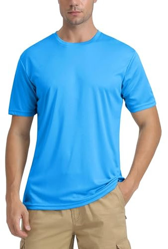 TACVASEN Herren Rashguard Sport T-Shirt UV Schwimmshirt Schnelltrocknendes Laufshirt Sommer, Azurblau, 3XL