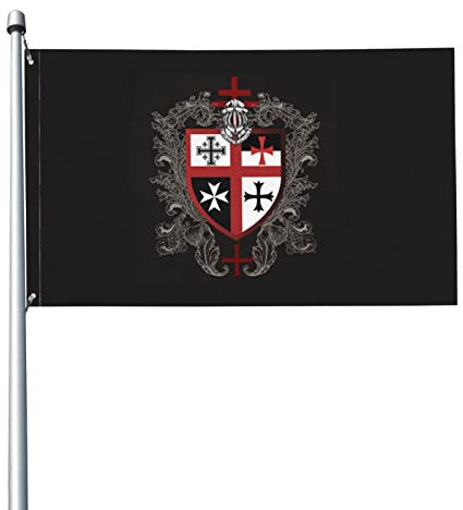 FNQKMLEP Tempelritter-Kreuzflaggen, 90 x 150 cm, lebendige Farben und farbecht, Banner für dekorative Außenbereich, mit lebendigen patriotischen Farben, Schwarz