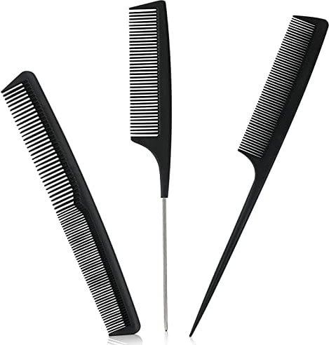 Sularpek Peine, 3 Piezas Peine de Fibra de Carbono, Peine de Cola, Peine de Peluquería Profesional, Peine de Barbero, Peines para Hombres y Mujeres, Antiestático y Resistente al Calor