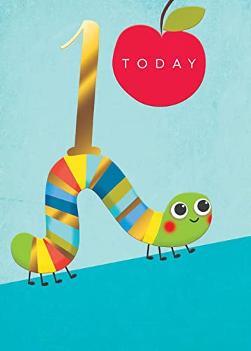 Boys 1 Today Caterpillar Gold Foiled 1st Birthday Greeting Card Childrens Cards RBM009