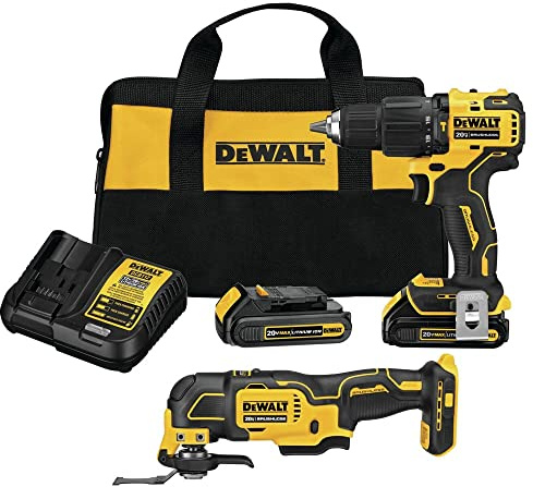 DEWALT 20V MAX Hammer Drill and Oscillating Tool, Power Tool Combo Kit, Cordless, 1/2 inch, 2 Batteries and Charger Included (DCK224C2)