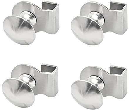 Heuskay 4 maniglie per porte in vetro, maniglie a clip in acciaio inox, senza foratura, morsetti per porte in vetro, 5-8 mm, per vetrine e armadi in vetro