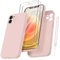 Qasyfanc Coque Protection Caméra pour iPhone 12 avec 2 Pièces Verre Trempé, Housse de Protection Silicone Antichoc Doublure Microfibre Douce Ultra Fine Coque iPhone 12 6.1 - Rose pâle