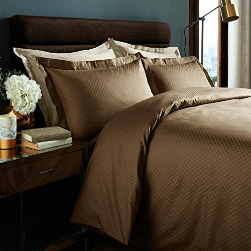 Roseley 100% Egyptian Cotton Duvet Set Covers Breathable Naturally Hypoallergenic Bed Set For Home or Hotel [Super King, Caramel]