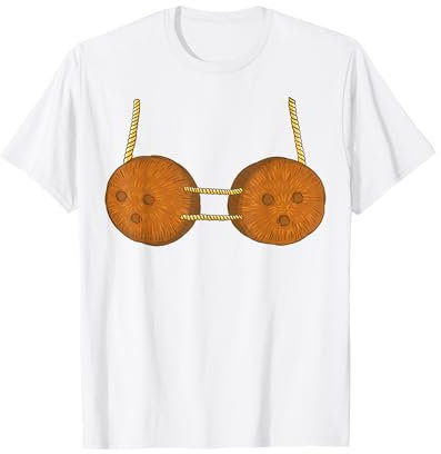 Kokosnuss Schalen BH Hawaii Kostüm Karneval Männer Frauen T-Shirt