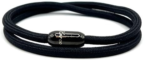 KAROO EARTH JEWELLERY Rope Bracelet | Unisex Braided Paracord Nautical Double Wrap Bracelet with strong Magnetic Clasp | Waterproof surfer bracelet (Medium Wrist (18-20cm), Black with Black Clasp)