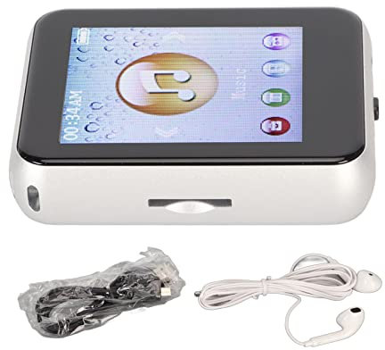 MP3-Player, Bluetooth 5.0 MP3-Player mit 1,8-Zoll-Voll-Touchscreen, MP3-Musik-Player, Integrierter Lautsprecher, Unterstützt, UKW-Radio (Silber)