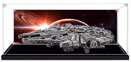 Half Mango Acryl-Vitrine für Lego Star Wars Ultimate Millennium Falcon 75192 Modell - Staubdichte Anti-UV Aufbewahrungsbox (Liegender Hintergrund A)