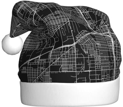 Jadery Chicago Map Graue Weihnachtsmütze, Unisex, Weihnachtsmütze für Erwachsene, Neujahr, festliche Party, Weihnachtszubehör