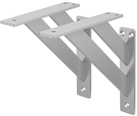 ML-Design 2 Stück Regalhalterung 180x180 mm, Silber, Aluminium, Schwebende Regalhalterungen, Regalwinkel, Wandhalterung für Regalbrett, Regalträger für Wandmontage, Wandregal Wandkonsole Regalstütze
