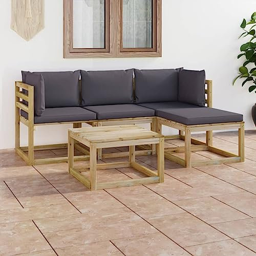 BUKSCYJS GartenmöBel Set,Gartentisch Ausziehbar,Sonnenliege5-Tlg. Garten-Lounge-Set Mit Anthrazit Kissengeeignet FüR Garten, Terrasse, Wohnzimmer, BüRo, Outdoor