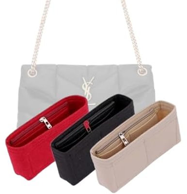 LinerLink Taschen-Organizer für YSL LouLou Puffer mittelgroße Schultertasche (35 x 23 x 13,5 cm (L x H x T), handgefertigter Tascheneinsatz, 2 mm Filztascheneinsatz, Damen-Handtaschenformer (schwarz,