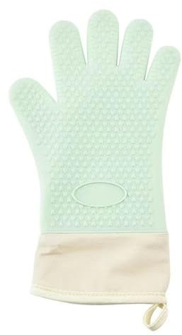 AOGATO Utensilios de Cocina Guantes De Aislamiento De Gel De Sílice Guantes De Cocción para Hornear Guantes Gruesos Sin Deslizamiento De Guantes A Prueba De Calor-Mint Green (Estilo Largo)-120 G