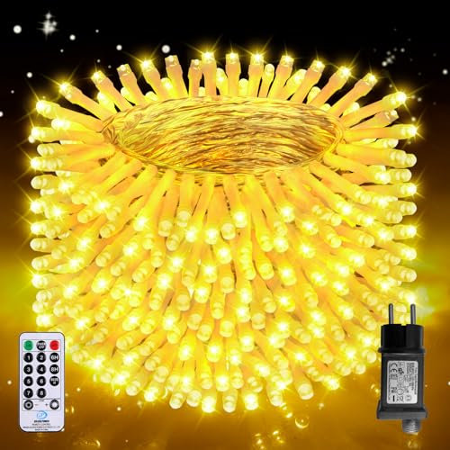 Auriostar Lichterkette Außen, 30m 300LED Lichterkette Innen mit Timer, 8 Modi Lichterkette Weihnachtsbaum Outdoor, IP44 Wasserdicht Lichterkette Außen Strom für Balkon Garten Party Weihnachten