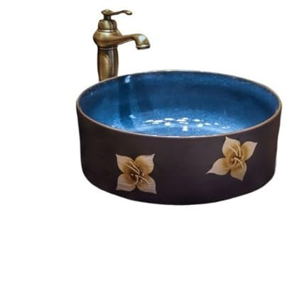 yixinzi-2024 Waschbecken Vintage Aufsatzwaschbecken skandinavisches Waschbecken rund Keramik Kunst Badezimmer Waschbecken chinesisches antikes Waschbecken Aufsatzwaschbecken