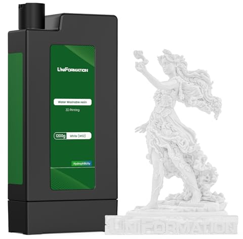 UNIFORMATION 1.2KG Boxed Wasser abwaschbar Harz leicht zu reinigen schnell 3D-Drucker Harz Photopolymer niedrige Viskosität schnelle hoher Präzision Anzug für GK3 Serie SLA/LCD/DLP Printing White