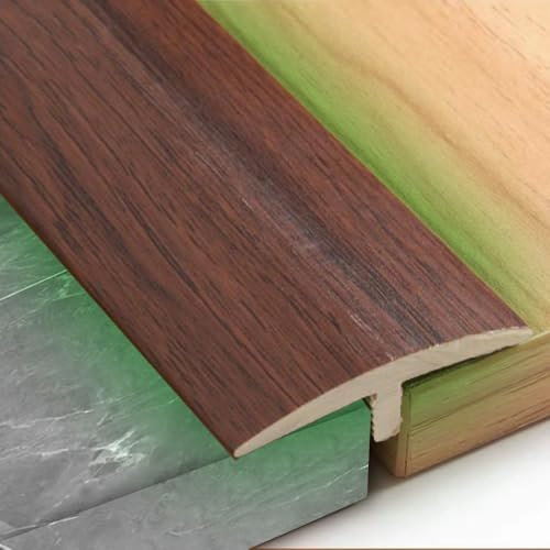 QSPNVFB 4cm T-Profil Übergangsleiste Boden Reducer, PVC Selbstklebend Türschwelle Parkett-Abdeckleiste, Ausgleichsprofil Für Laminat Fugen, Wasserdicht(Walnut)