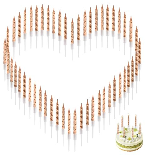 50 Stück Kerzen Geburtstagskuchen für Torte, Champagner Kerzen Deko für Mädchen und Jungen, Geburtstagsparty Tortenkerzen, Hochzeit Kuchen Dekoration, Rauchfrei und Ungiftig, Perfekt für Feiern