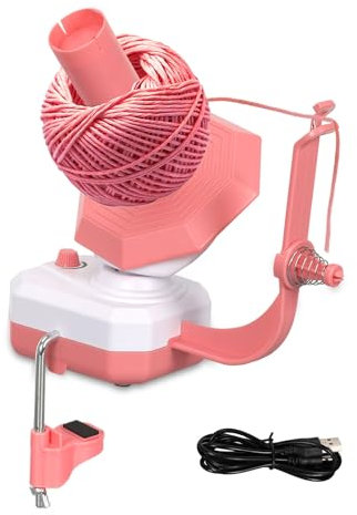 Elektrischer Garnwickler, Wollwickler Garnwickler mit Garnführung Elektrisch Wollabwickler zum Häkeln 10oz Wiederverwendbarer Automatischer Garn-Wollwickler zum Aufwickeln von Wollgarnfasern (Rosa)