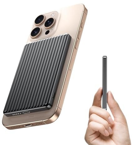 ummz Magnetic Power Bank,Ultra Slim Wireless Portable Charger 5000mAh,20W PD Battery Pack Fast Charging,USB C in&Out Powerbank for iPhone 16/15/14/13/12 Pro Max