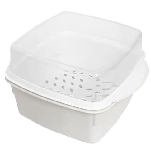 Vaporiera per la cottura nel microonde, Vaporiera per microonde, Vaporiera con 2 teglie, Contenitore per microonde, Vaporiera con inserto colino, Vaporiera multifunzionale in silicone, Fast &