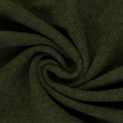 Weicher Wollflece NENA | 100% Wolle (Schurwolle) | Meterware | ab 50x140cm (olivgrün meliert)