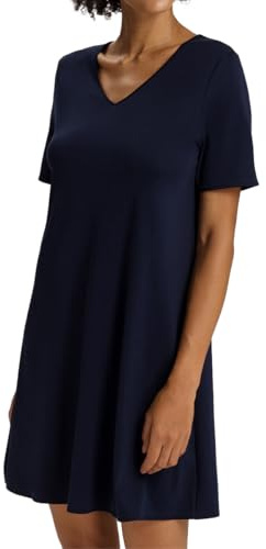 Hanro - Cotton Silk Damen Nachthemd – Kurzarm, V-Ausschnitt, 90 cm, Merzerisierte Baumwolle