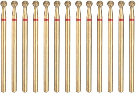 sourcing map 13 brocas de diamante de grano 200-230 de 3 mm, cabeza de bola de 2,35 mm, vástago de 3 mm de longitud, brocas de lijado de piedra chapada en titanio, herramienta giratoria para pulir