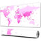 FEHWI Tappetino per mouse da gioco,grande,antiscivolo,impermeabile,con bordi cuciti,Mappa del mondo rosa pallido e carina Continenti Isola Terra Pacifico Atlante Euro,per gaming,ufficio,casa,90×40 cm