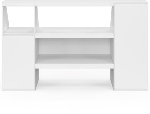 IDMarket - Regaleinheit 2 Ebenen, Schrank 2 Schrank 1 Tür + 1 Nische unter Schräge TOMI weiß