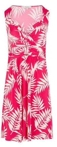 Morgan - Robe Longue Femme avec sans Manches et col Cache-Coeur Rose Fleurie - Taille 38