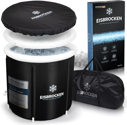 EISBROCKEN [Das Original] Eisbad Tonne – Faltbare Eistonne 80 cm Ø mit 5-Schicht-Isolierung für Sport, Regeneration & Erholung – Indoor & Outdoor Eisbad