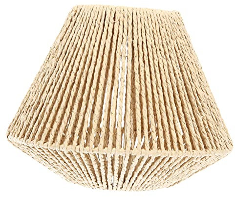 SEWOART Vintage Lampenschirm Lampenschirm Aus Stroh Geflochtene Deckenleuchte Handgefertigte Lichtabdeckung Geflochtene Leuchte Gewebte Rustikale Lampe Stroh Weiden Retro Bast Strohseil