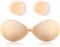 woleeup Sticky Bra Push Up Bras for Women - Silicone Stick on Bras, Invisible Adhesive Bra Reusable Backless Strapless Bras for Wedding Party Dress (UK, Cup & Band, C, Beige)