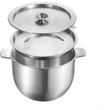 Comodo filtro per olio da zuppa con coperchio, per oli d'oliva fatti in casa e strutto (5,2 L)