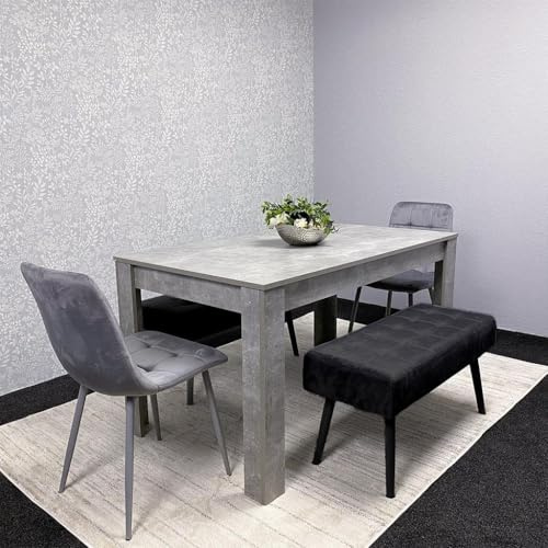 KOSY KOALA Grey Wooden Dining Table Set with 2 Grey Chairs and Benches - Dining Kitchen Room Furniture