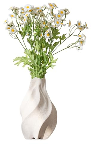 Keramik Vase, Boho Stil Beige Blumenvase für Moderne Deko, Minimalistische Skandinavische Vasen, für Wohnzimmer, Schlafzimmer, Hochzeit und Kamindekoration
