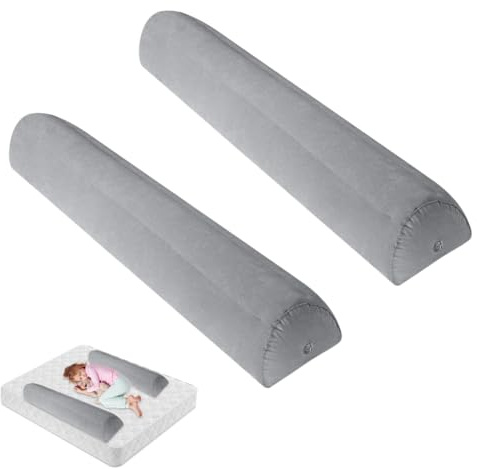 RANJIMA Rausfallschutz Bett Reise Aufblasbar,2er Pack Aufblasbares Rausfallschutz Bettgitter mit Handpumpe,Rutschfeste Bettgitter Bettkantenschutz für Kinderbett Schutzkissen,für Einzelbett/Doppelbett