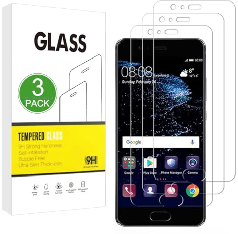 X-Dision Kompatibel mit Huawei P10 Plus Displayschutzfolie,3 Stück [9H Härte, Hohe Empfindlichkeit,Bruchsicher] 2.5D Hochauflösende Hartglasfolie