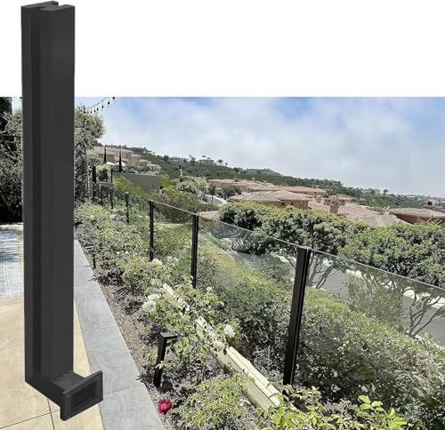 WDJBPSH Black Deck Glass Panel Fencing Railing Post, Wall Mount Balcony Railing System with Complete Installation Kit, Custom Height Guardrail Pillar(Black-Middle Post,H-36in/92cm)