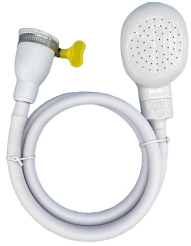 Buaak 2PCS Shower Attachment for Bath Tap, 1.3M White Single Shower Sink Hose with Fit Clamp, Shower Hose for Bath Taps Spray, Portable Bath Tap Shower Attachment for Pet Dog Cat (2)